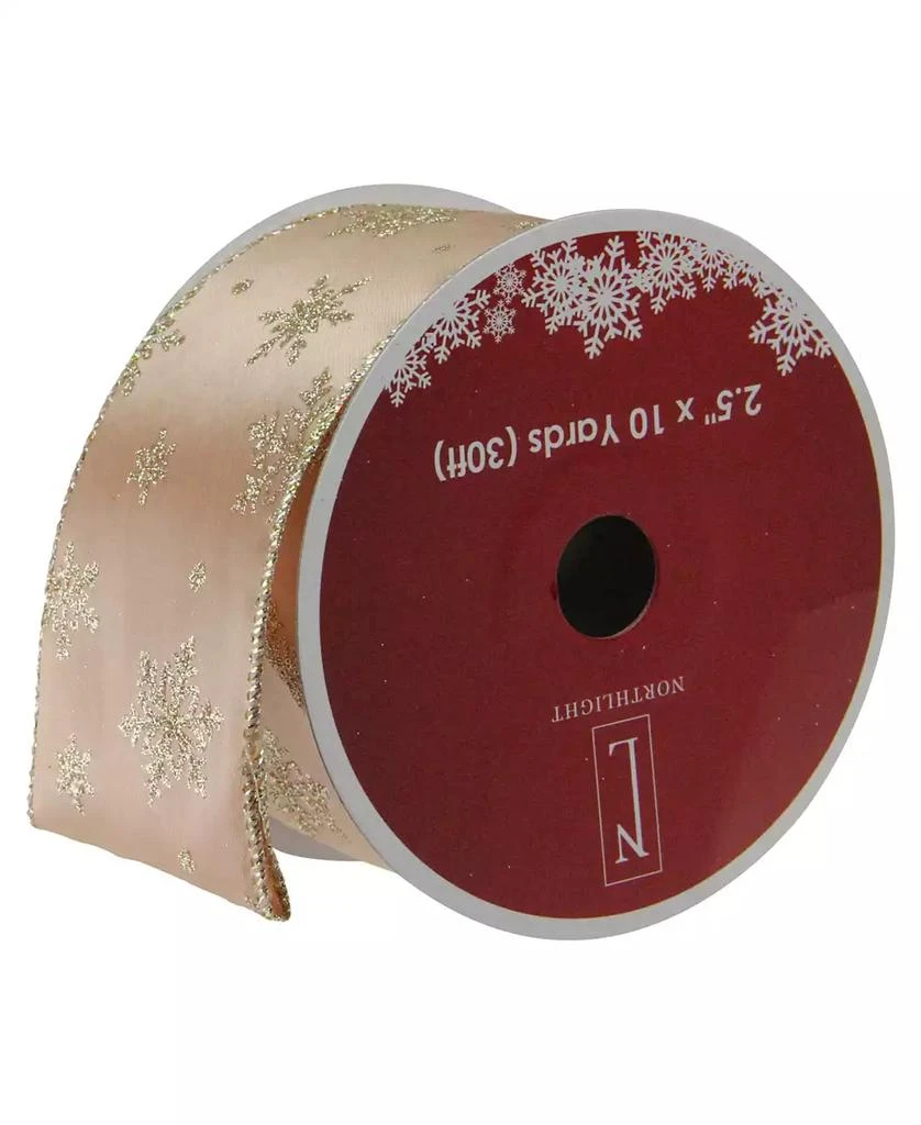 商品Northlight|Sparkling Gold Stars Wired Christmas Craft Ribbon 2.5" x 10 Yards,价格¥53,第1张图片