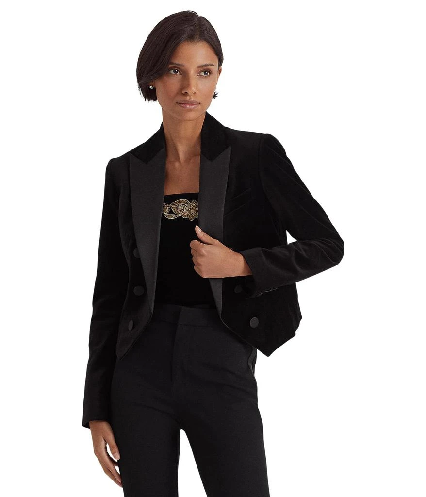 商品Ralph Lauren|Stretch Velvet Cropped Blazer,价格¥2324,第1张图片