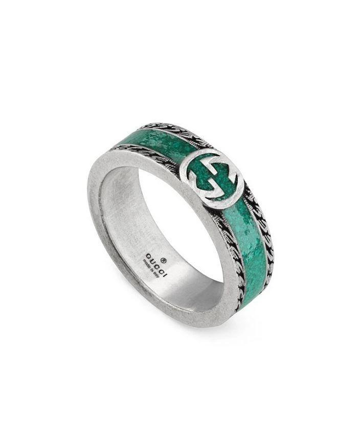 商品Gucci|Sterling Silver & Enamel Interlocking G Ring,价格¥3477,第3张图片详细描述