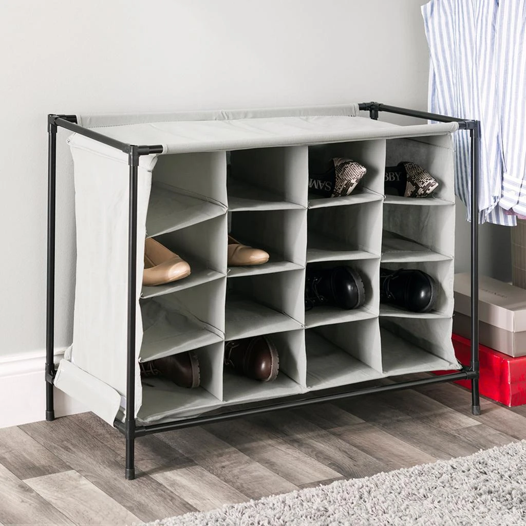 商品Home Basics|Home Basics 16 Pair Non-Woven Shoe Rack, Grey,价格¥237,第2张图片详细描述
