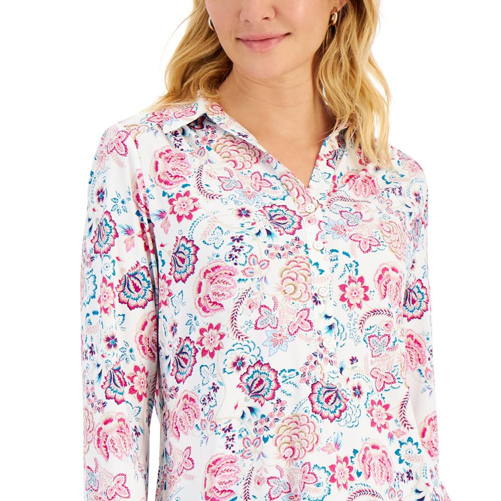 Women's Cottage Floral Printed Polo, Created for Macy's商品第3张图片规格展示