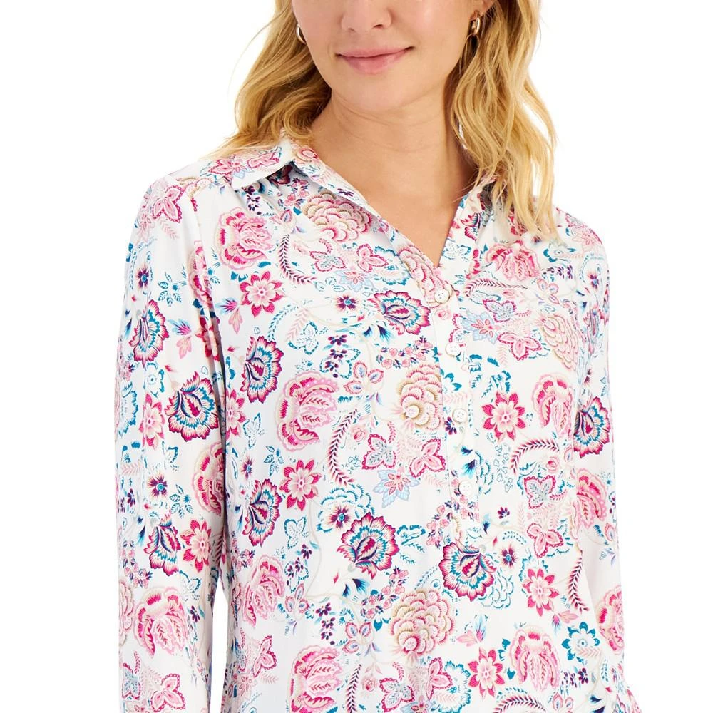 商品Charter Club|Women's Cottage Floral Printed Polo, Created for Macy's,价格¥105,第3张图片详细描述