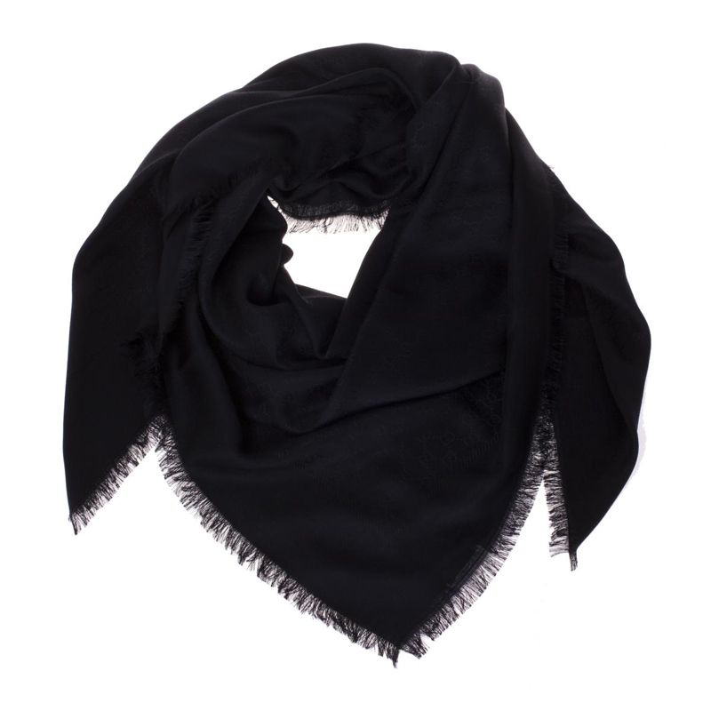 GUCCI 古驰 黑色多格式羊毛围巾 406236-3G632-1000商品第1张图片规格展示