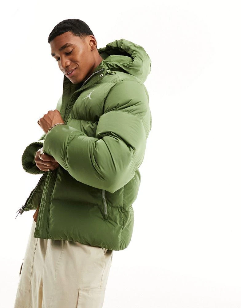 商品Jordan|Jordan Flight Essentials hooded puffer coat in olive green,价格¥1209,第2张图片详细描述