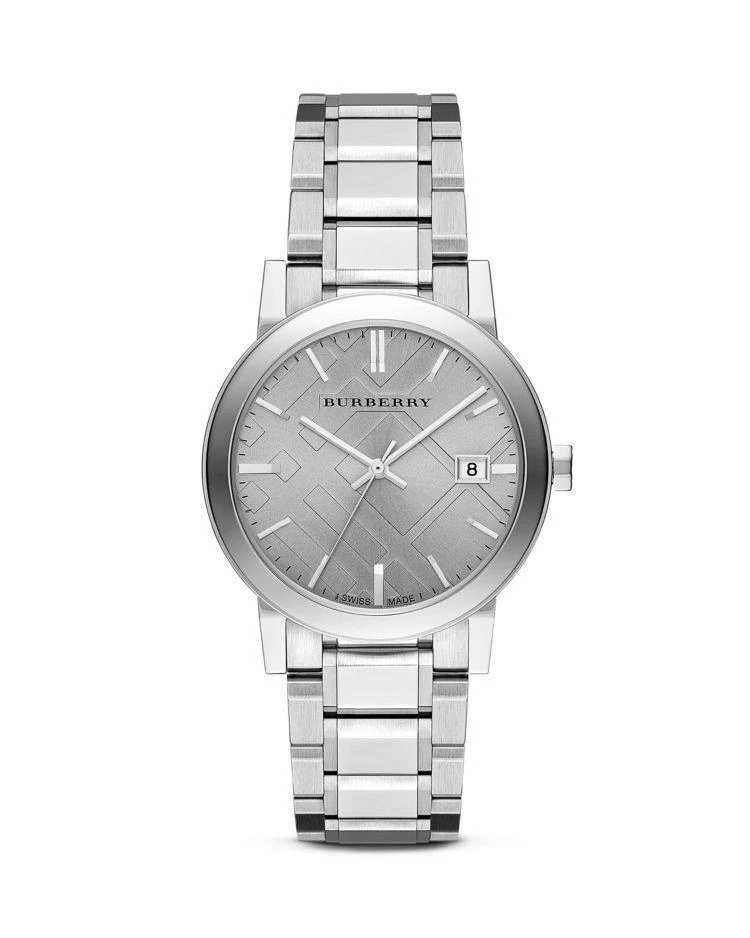 商品Burberry|Stainless Steel Check Stamp Watch, 38mm,价格¥3336,第1张图片