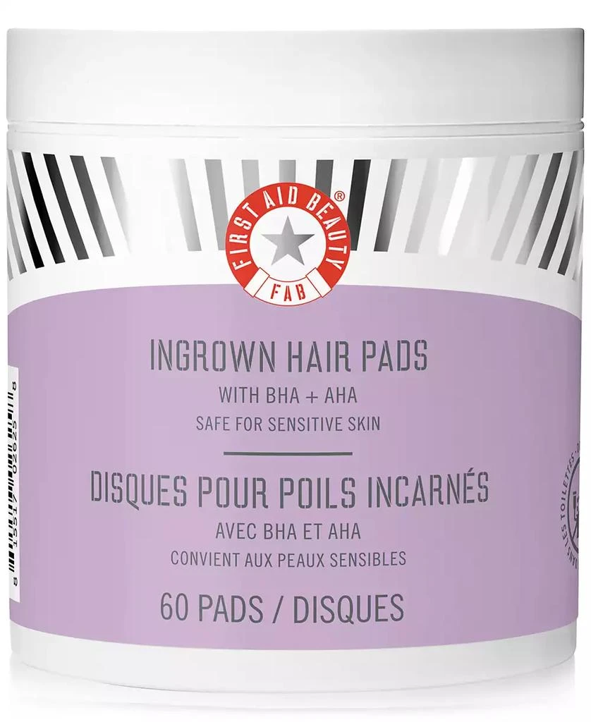 商品First Aid Beauty|Ingrown Hair Pads With BHA & AHA, 60 pads,价格¥266,第1张图片