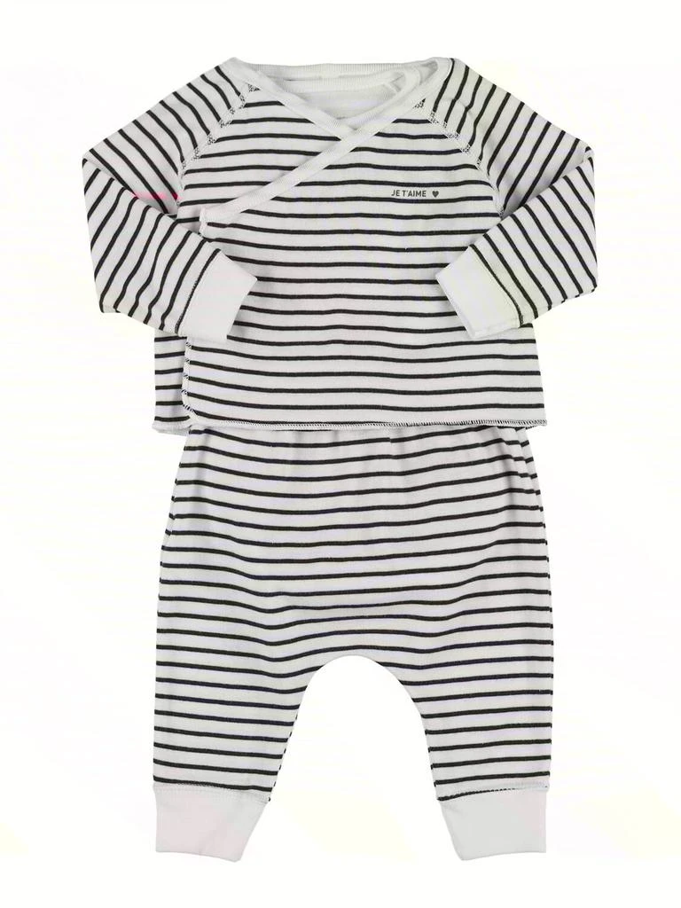 商品PETIT BATEAU|Cotton Cardigan, Bodysuit & Pants,价格¥376,第1张图片