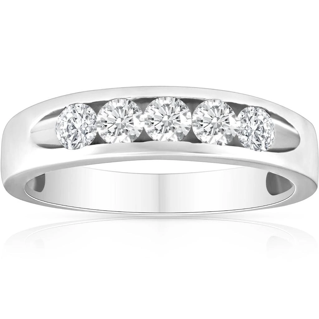 商品Pompeii3|1/2ct Diamond Mens Wedding Ring Channel Set High Polished Band 14K White Gold,价格¥4925,第1张图片