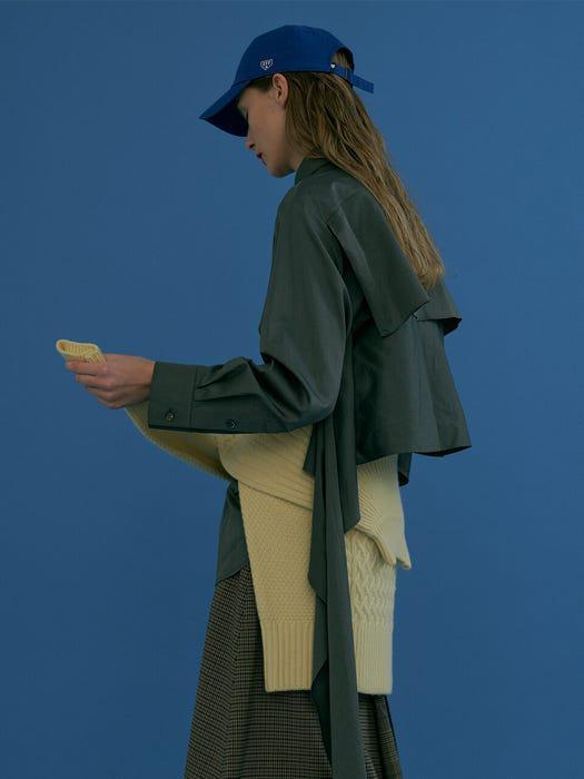 商品FRONTROW|[FRONTROW X EENK] Cape Layered Shirt_Sage Grey,价格¥910,第1张图片