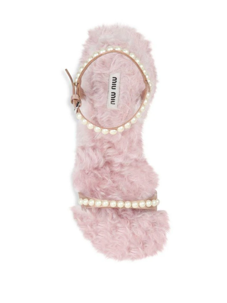 商品Miu Miu|Embellished Eco Shearling Ankle-Strap Sandals,价格¥5925,第4张图片详细描述