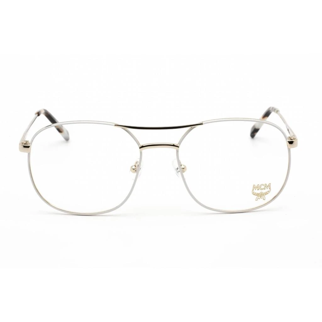 商品MCM|Mcm Unisex Eyeglasses - Clear Demo Lens White/Gold Metal Pilot Frame | MCM2154 109,价格¥424,第2张图片详细描述