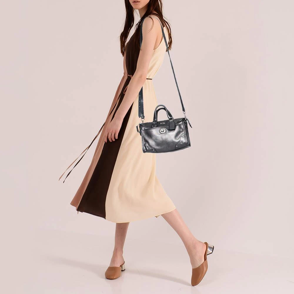 商品[二手商品] Coach|Coach Metallic Grey Leather Rhyder Satchel,价格¥1035,第2张图片详细描述