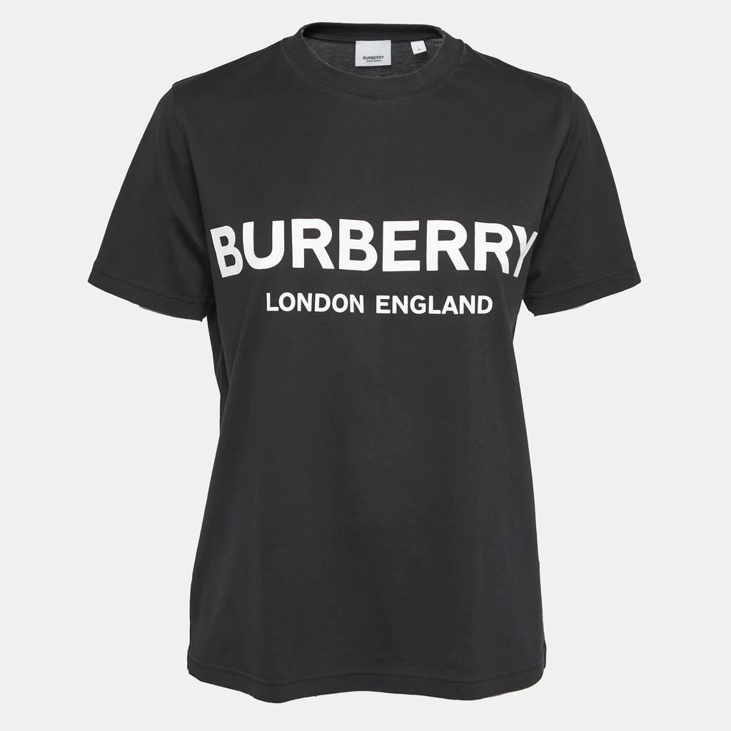 商品[二手商品] Burberry|Burberry Black Cotton Logo Printed Short Sleeve T-Shirt M,价格¥1855,第1张图片