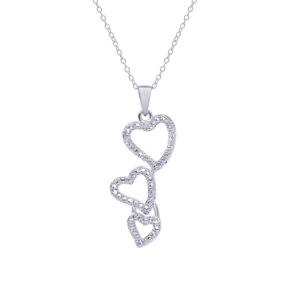 Diamond Accent Silver-plated Triple Heart Pendant Necklace商品第1张图片规格展示