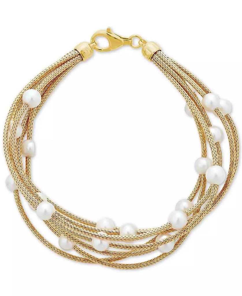 商品Macy's|Cultured Freshwater Pearl (5-1/2mm) Multi-Row Bracelet in 14k Gold-Plated Sterling Silver,价格¥4628,第1张图片