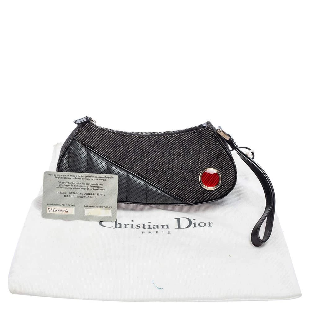 Dior Black Denim and Leather Motorcycle Rockabilly Wristlet Clutch 商品