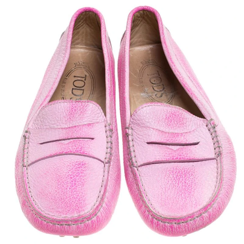商品[二手商品] Tod's|Tod's Pink Leather Penny Slip On Loafers Size 37.5,价格¥1511,第3张图片详细描述