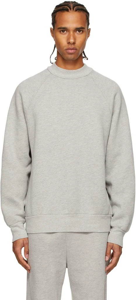 商品Les Tien|Grey Heavyweight Mock Neck Raglan Sweatshirt,价格¥577,第1张图片