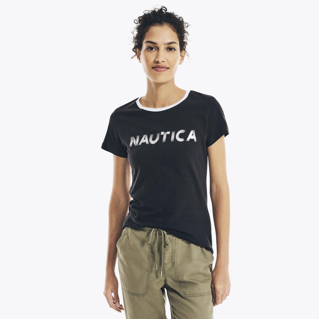 Nautica Womens Metallic Foil Logo Graphic T-Shirt商品第1张图片规格展示