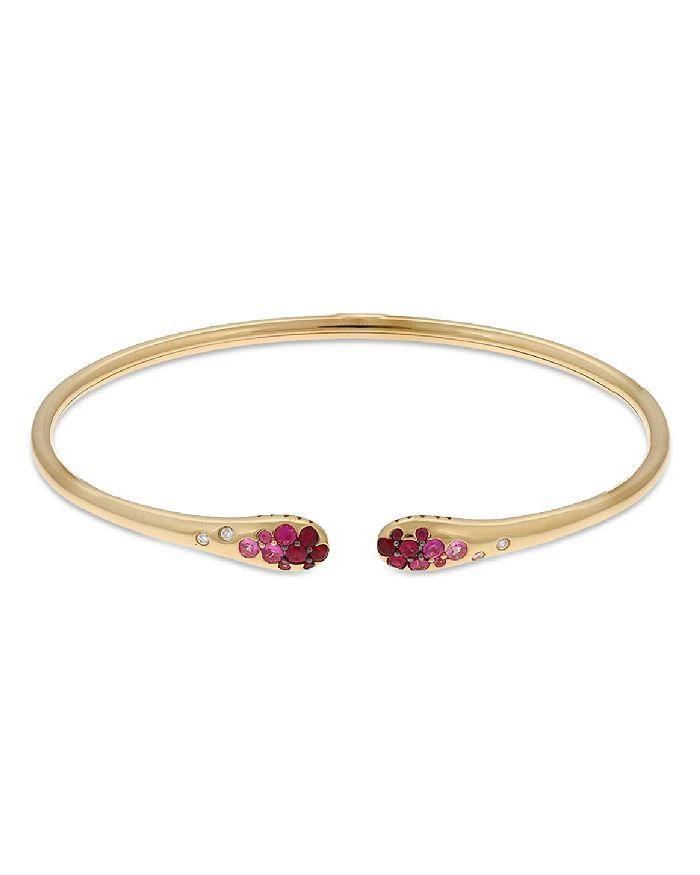 商品Alberto Milani|18K Yellow Gold Via Fiori Scuri Diamond & Pink Sapphire Cuff Bracelet - Exclusive, Italy Campaign,价格¥32222,第2张图片详细描述