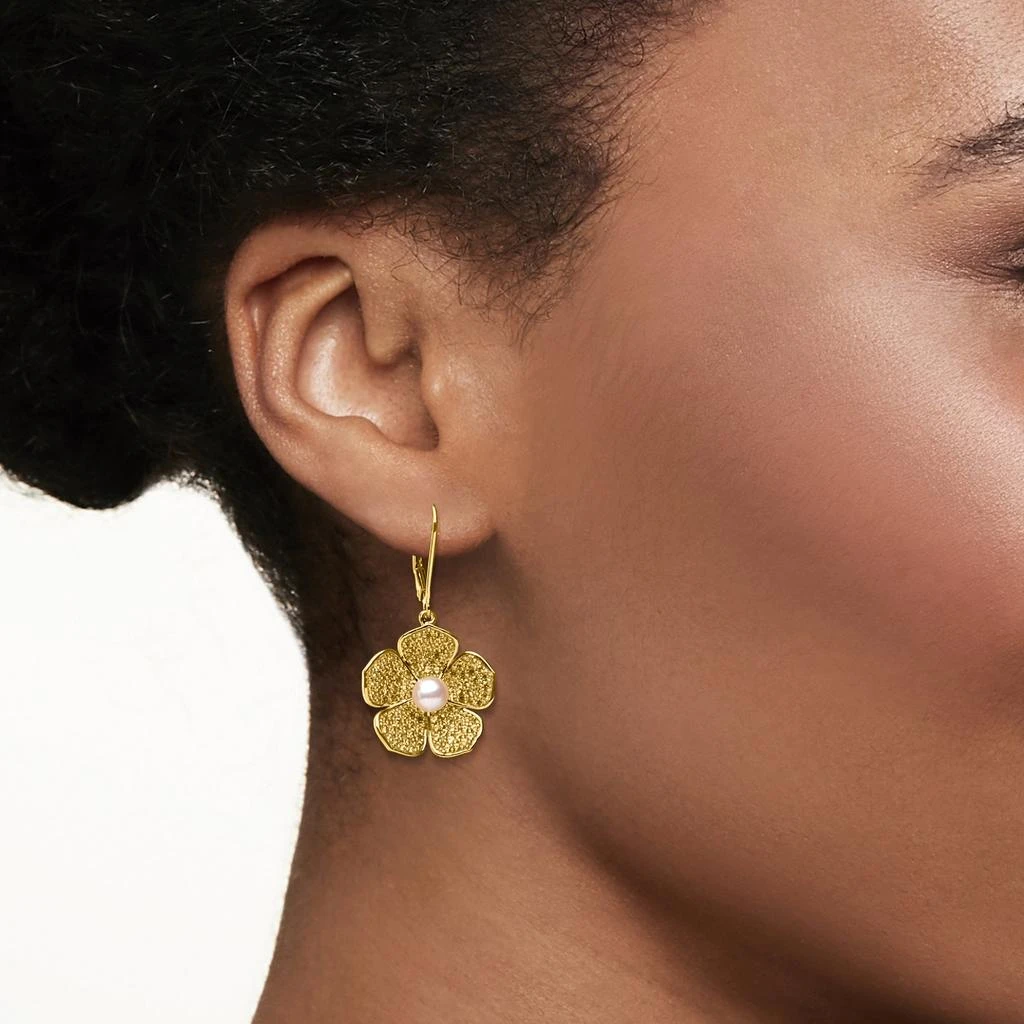 商品Ross-Simons|Ross-Simons 5-5.5mm Cultured Pearl and Yellow Sapphire Flower Drop Earrings in 18kt Gold Over Sterling,价格¥1560,第2张图片详细描述