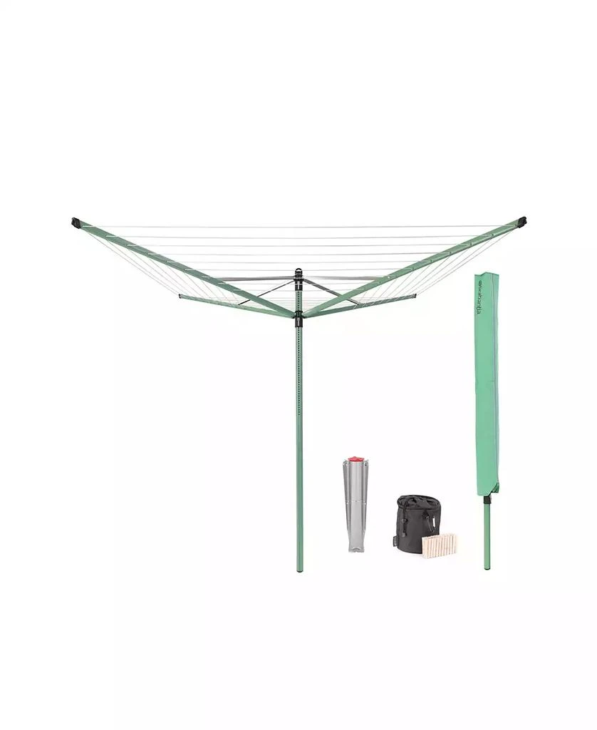 商品Brabantia|Rotary Lift-O-Matic Clothesline - 164', 50 Meter with Metal Ground Spike, Protective Cover, Peg Bag and Wooden Clothespins Set,价格¥2011,第1张图片