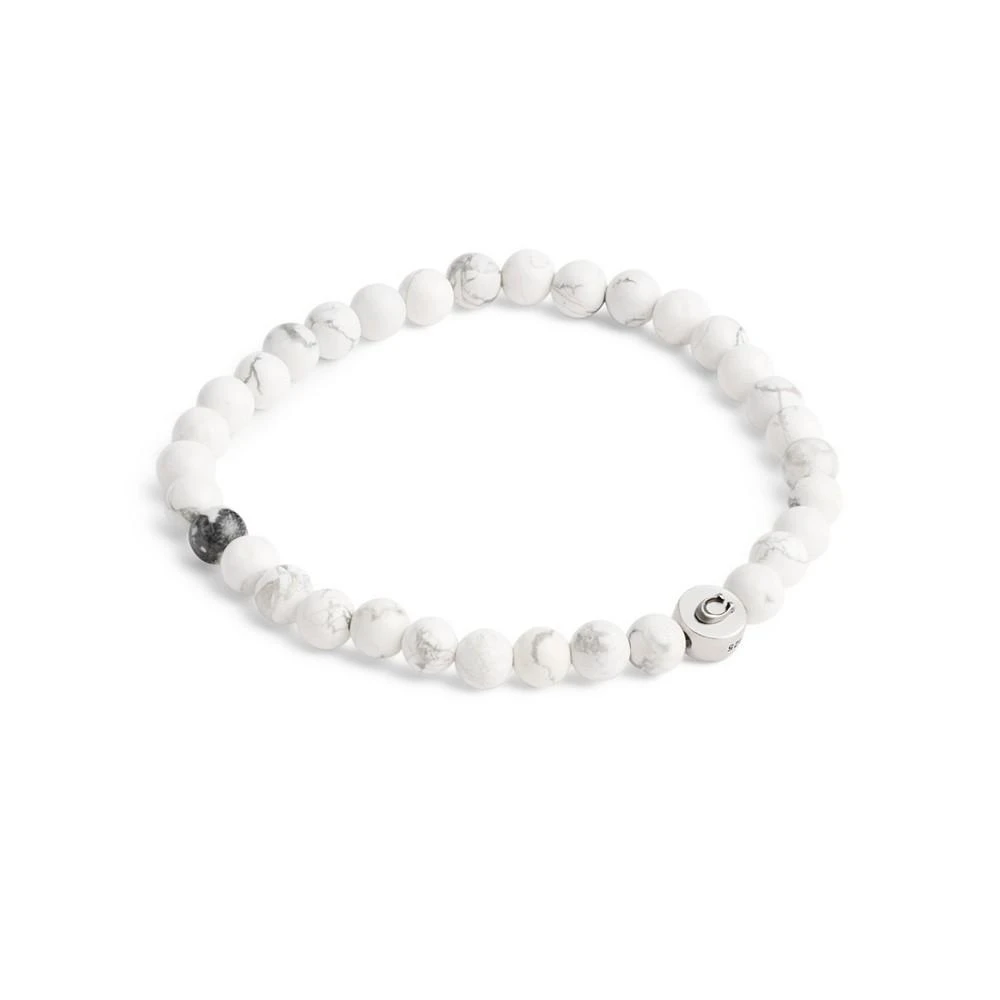 商品Coach|Men's Sterling Silver Signature Howlite Bead Stretch Bracelet,价格¥721,第1张图片