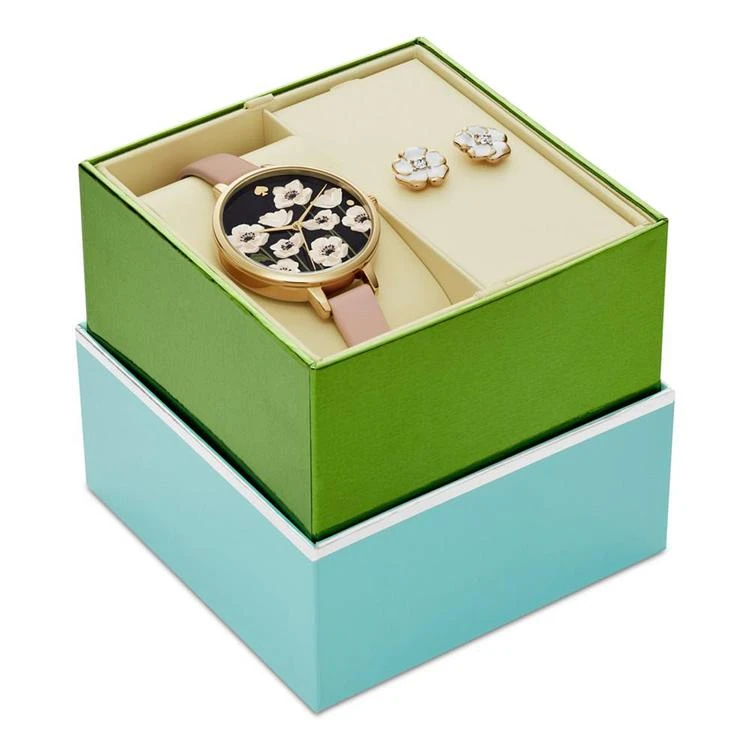 商品Kate Spade|Women's Metro Vachetta Leather Strap 34mm Watch & Earrings Box Gift Set,价格¥1459,第1张图片