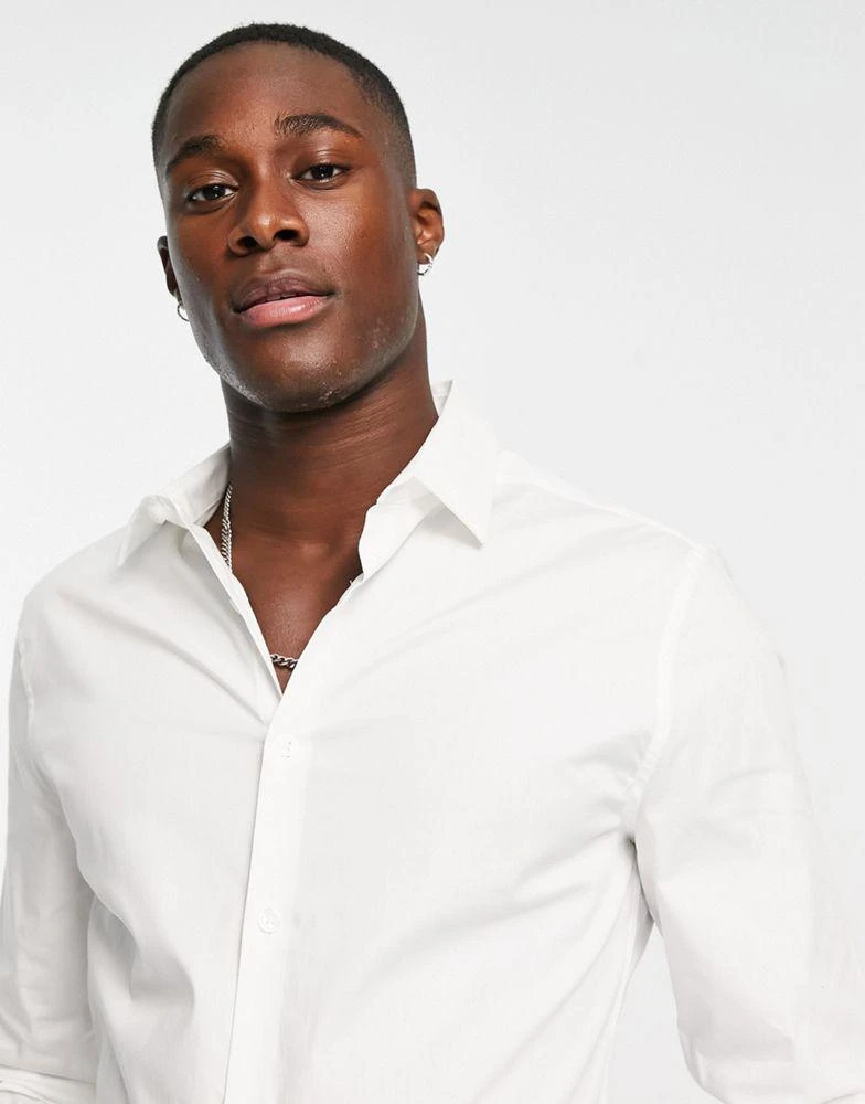 商品ASOS|ASOS DESIGN skinny fit shirt in white,价格¥164,第3张图片详细描述
