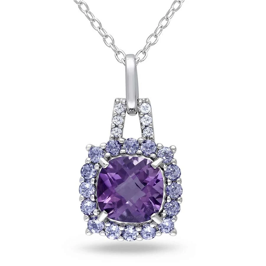 商品Amour|2 1/3 CT TGW Amethyst Tanzanite and Diamond Accent Pendant with Chain In Sterling Silver,价格¥817,第1张图片