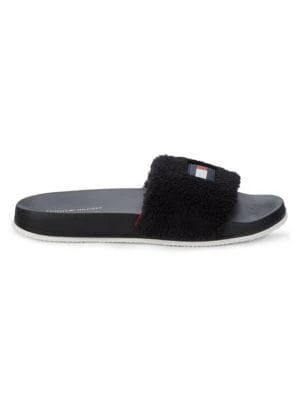 商品Tommy Hilfiger|Dezia Logo Faux Fur Slides,价格¥119,第1张图片