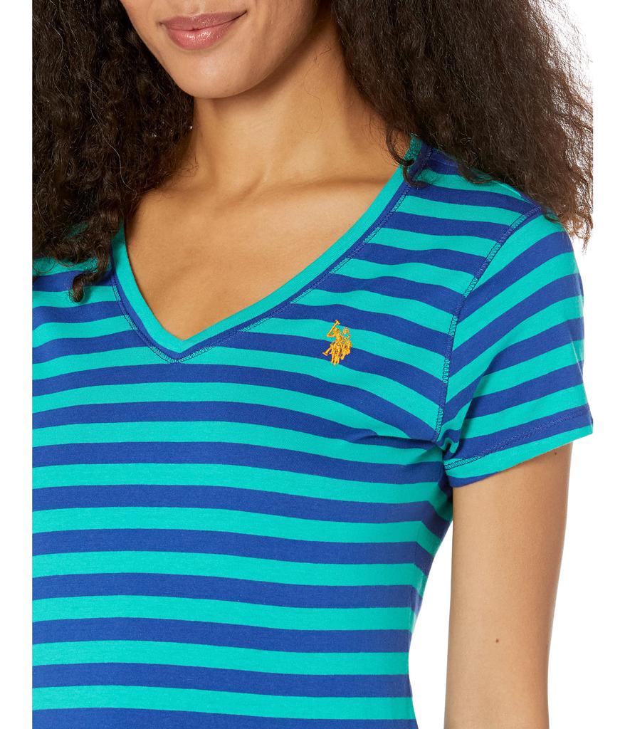 Striped V-Neck Tee Shirt商品第3张图片规格展示