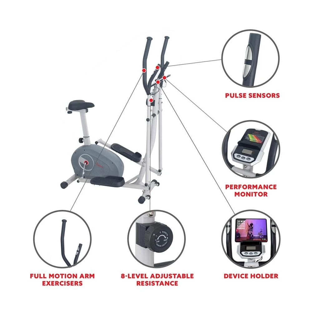 商品Sunny Health & Fitness|2 in 1 Magnetic Elliptical Upright Bike, Sf-E3903,价格¥4100,第3张图片详细描述