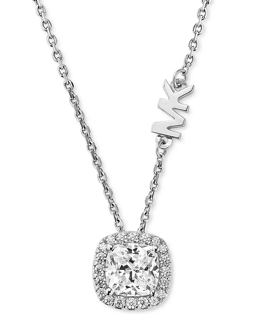 商品Michael Kors|Silver-Tone Halo Crystal Pendant Necklace, 16" + 2" extender,价格¥1123,第2张图片详细描述