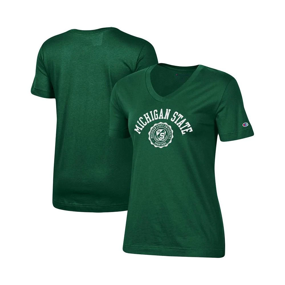 商品CHAMPION|Women's Green Michigan State Spartans University College Seal V-Neck T-shirt,价格¥207,第1张图片
