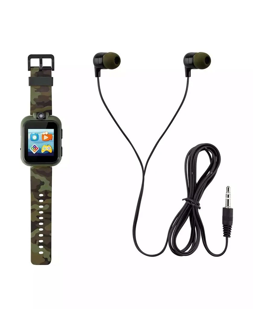 商品Playzoom|Kid's Dark Green Camo Prints Silicone Strap Touchscreen Smart Watch 42mm with Earbuds Gift Set,价格¥187,第1张图片