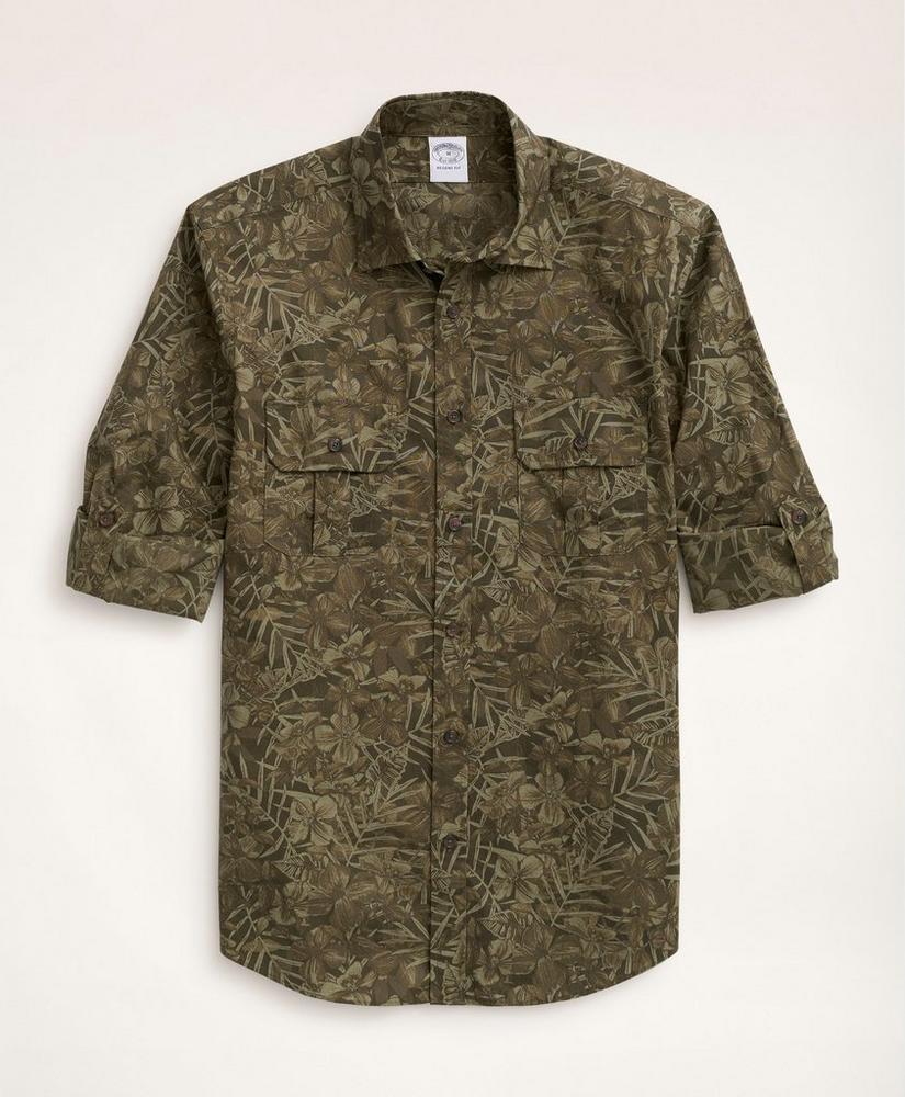 Regent Regular-Fit Sport Shirt, Floral Camouflage Print商品第3张图片规格展示