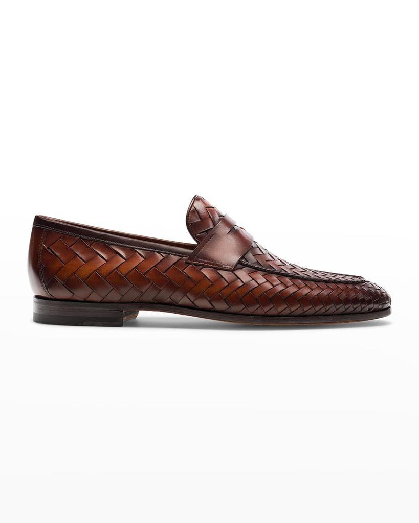 Men's Herman Woven Leather Penny Loafers商品第1张图片规格展示