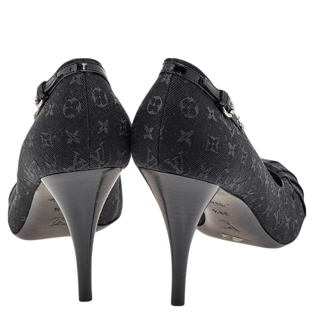 商品[二手商品] Louis Vuitton|Louis Vuitton Black Monogram Mini Lin Canvas Myosotis Pumps Size 39.5,价格¥2999,第5张图片详细描述