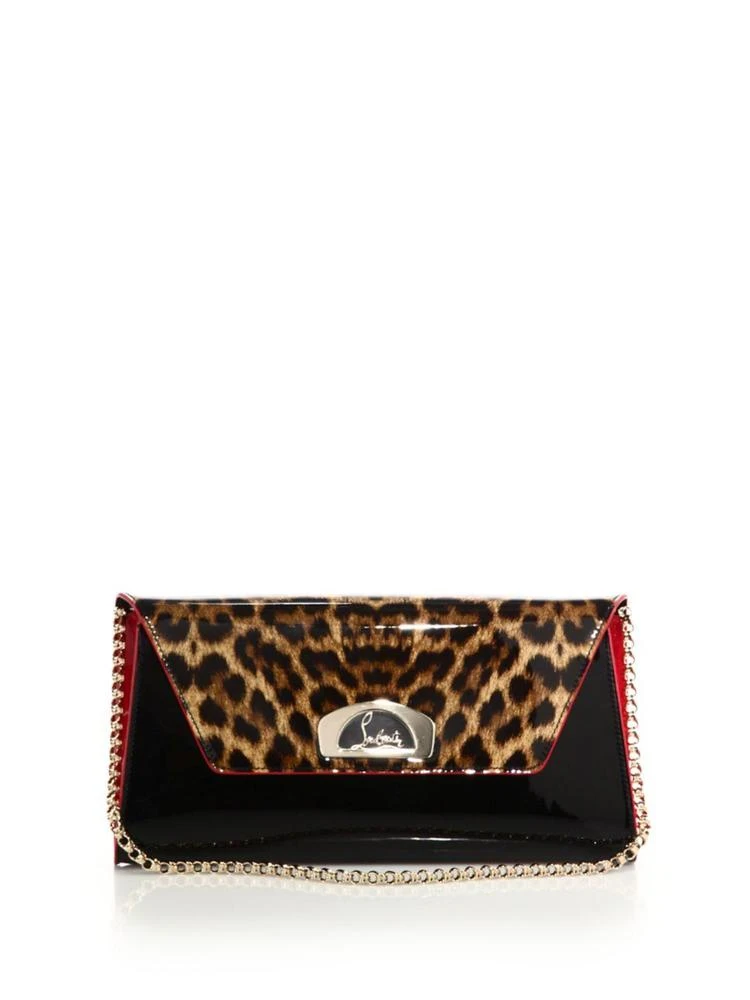 商品Christian Louboutin|Vero Dodat Leopard-Print Patent Leather Clutch,价格¥9380,第1张图片