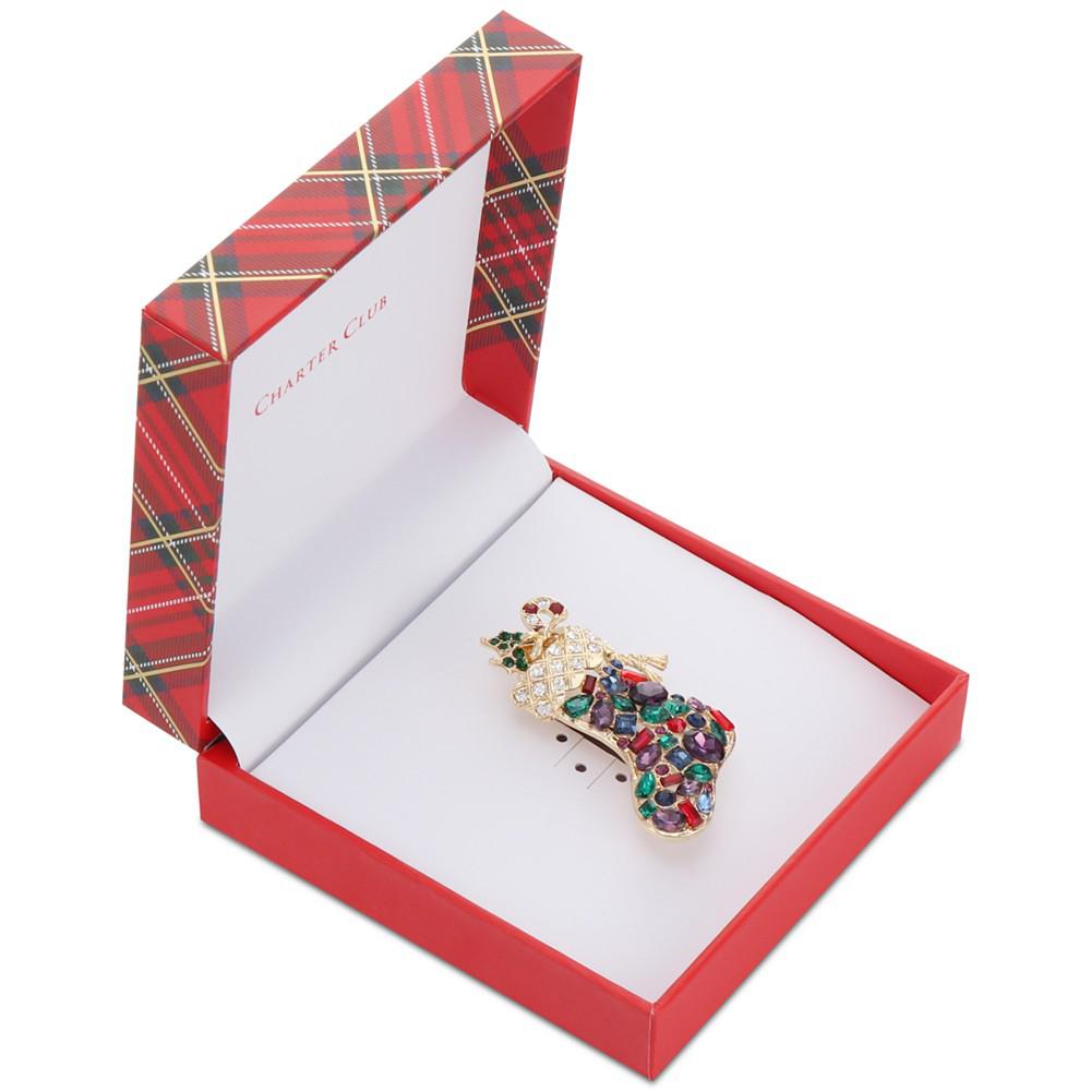 Gold-Tone Multicolor Crystal Stocking Pin, Created for Macy's商品第2张图片规格展示