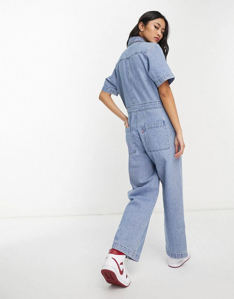 商品Levi's|Levi's SS straight leg boilersuit in light wash blue,价格¥1161,第4张图片详细描述