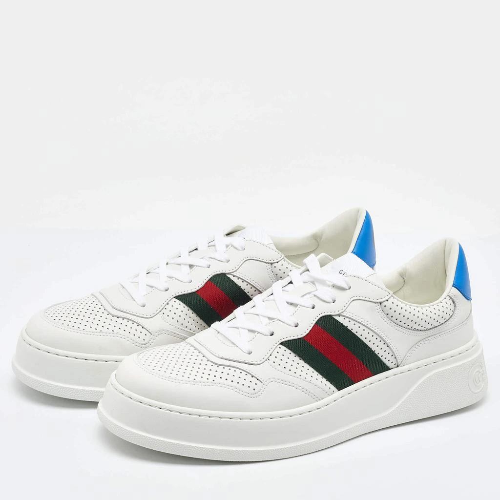 商品Gucci|Gucci White Leather Web Trainer Low Top Sneakers Size 45,价格¥4536,第2张图片详细描述
