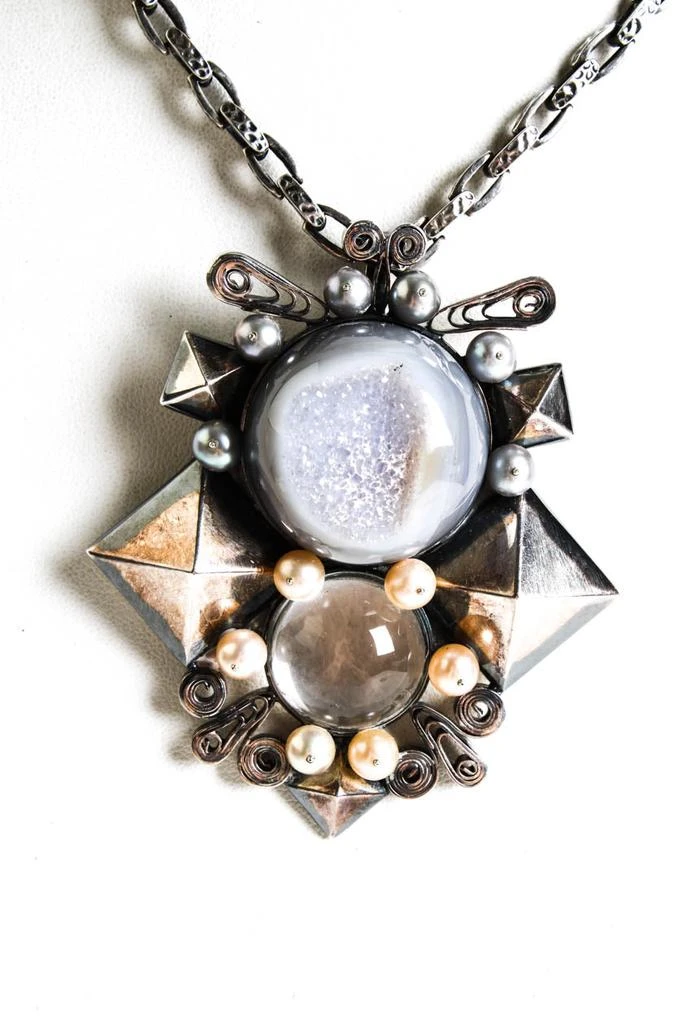 商品[二手商品] Bottega Veneta|Womens Sterling Silver Pearl & Quartz Brooch Pendant Necklace,价格¥4592,第1张图片