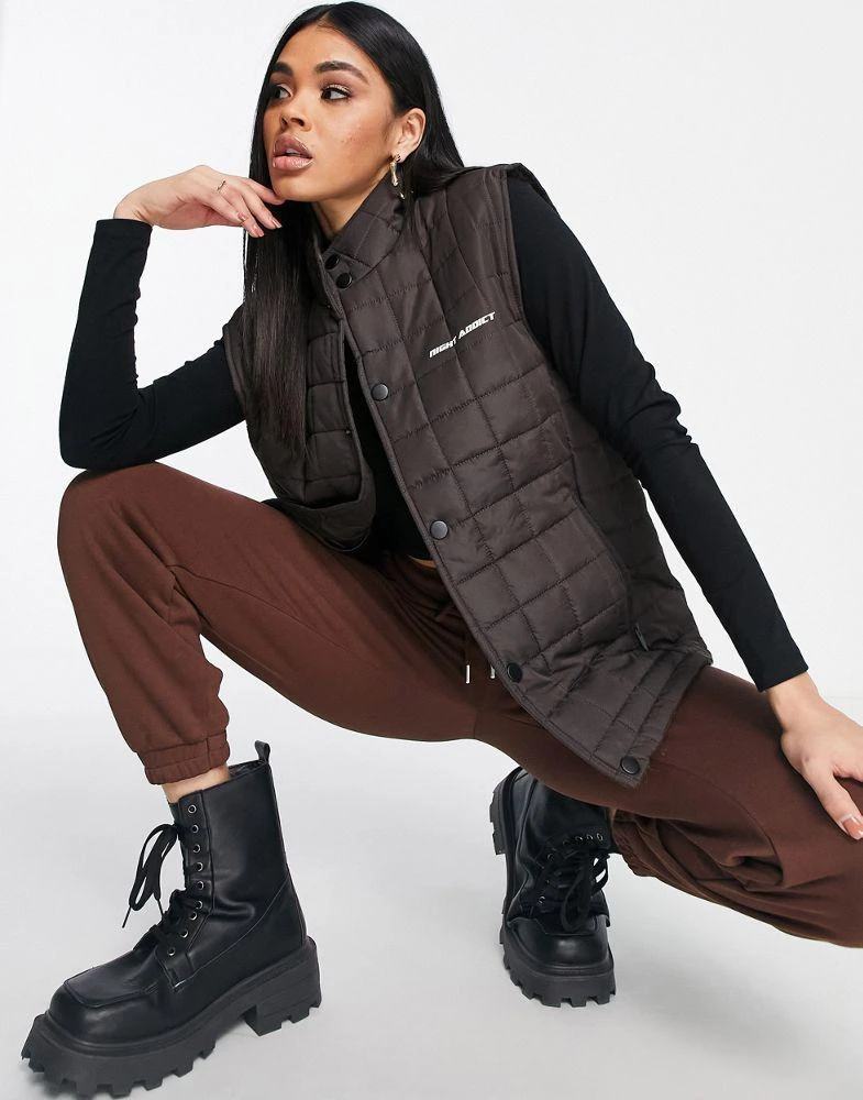 商品Night Addict|Night Addict oversized padded gilet in chocolate brown,价格¥116,第1张图片