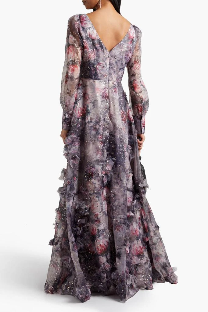 商品MARCHESA|Twisted floral-appliquéd printed organza gown,价格¥1267,第3张图片详细描述