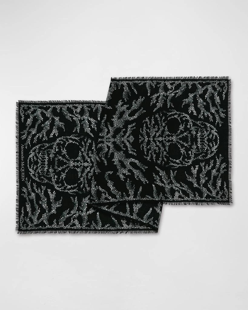 商品Alexander McQueen|Embellished Spine & Skulls Wool Scarf,价格¥1706,第3张图片详细描述