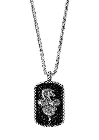 商品Effy|Mens Sterling Silver Black Spinel Snake Pendant Necklace,价格¥1493,第1张图片