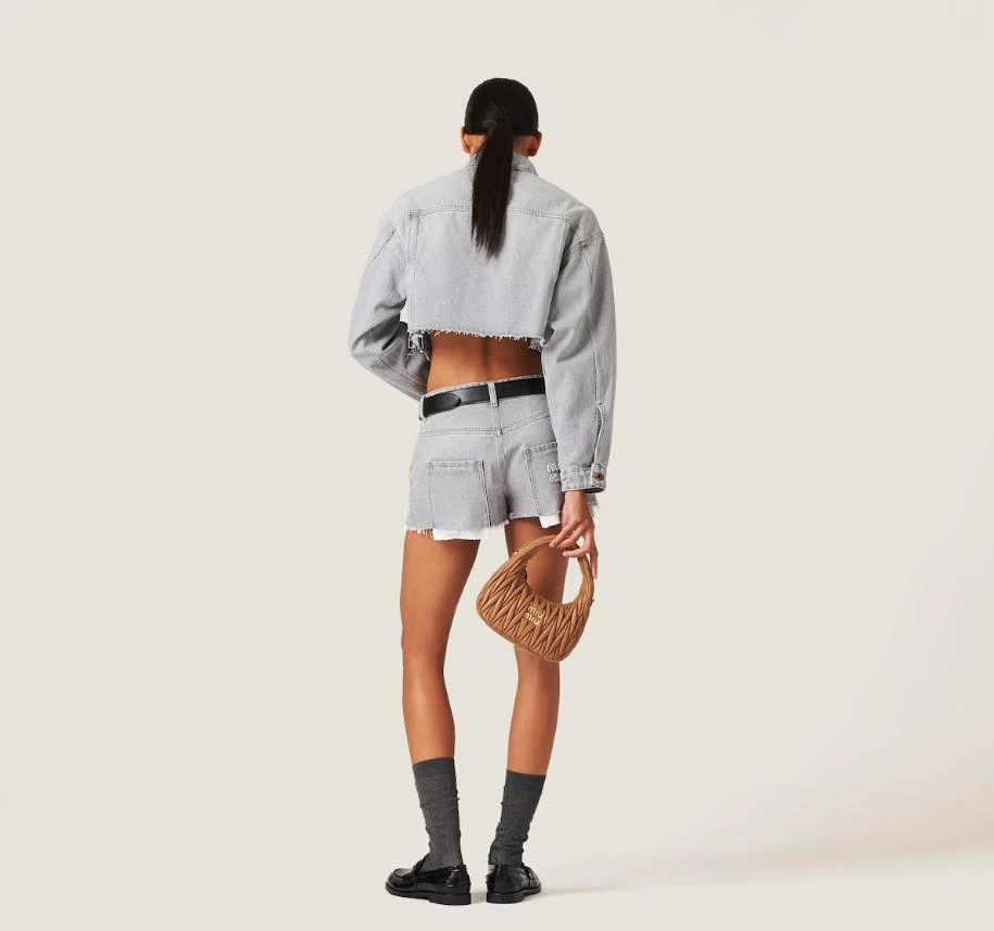 商品Miu Miu|MIU MIU WOMEN GREY DENIM BLOUSON JACKET,价格¥14494,第2张图片详细描述