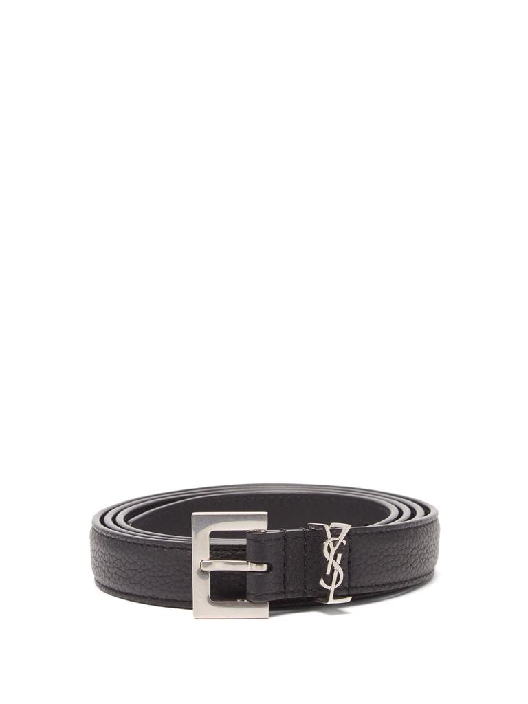 YSL-plaque grained-leather belt商品第1张图片规格展示